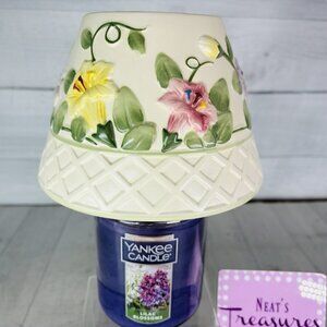 Yankee Candle MORNING GLORY LATTICE Pastel Floral Cearmic Large Shade Topper